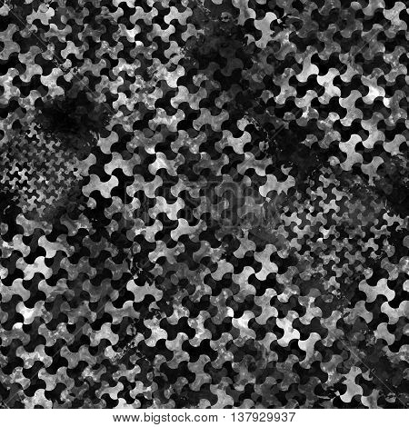 Seamless pattern with houndstooth design. Dogtooth background swatch. Textile monochrome print with watercolor effect.