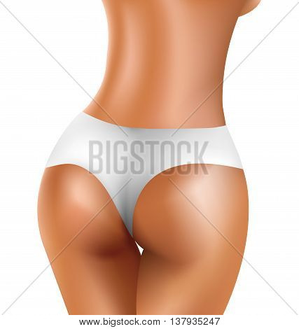 Perfect sexy buttock of healthy women in white bikini