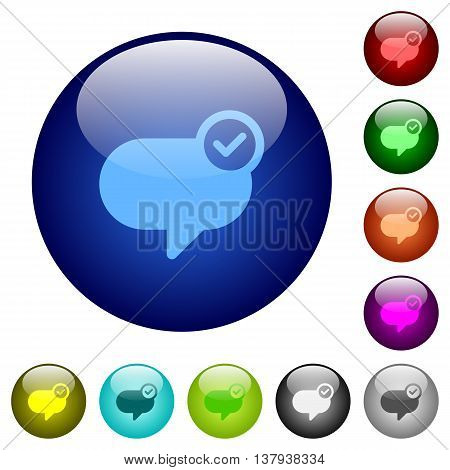 Set of color message sent glass web buttons.