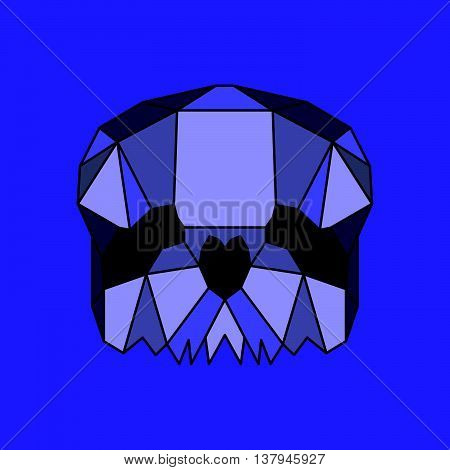 Violet low poly skull. Geometric line art