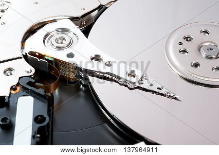 close up inside of hard disk drive