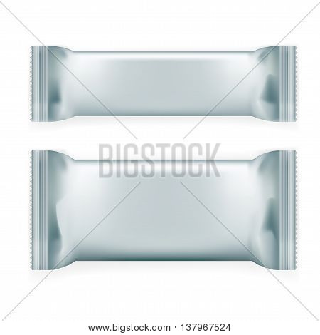 Realistic blank template packages for Sneek, chocolates candys. plastic pack set eps10 vector