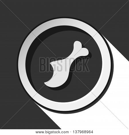 black icon - gnawed chicken leg with white stylized shadow