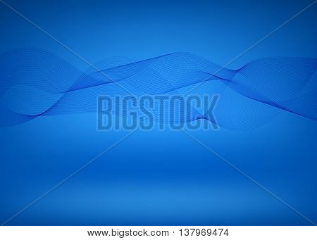 Vector abstract blue wave background with shadow