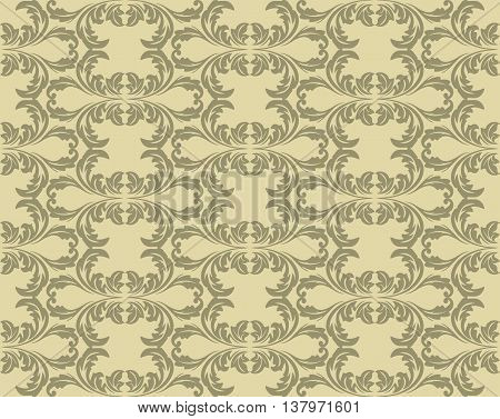 Vector Vintage Damask floral classic pattern ornament. Vector background for cards web fabric textures tile mosaic. Lint and cream color