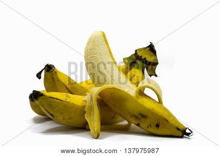 bunch of bananas on white background with path