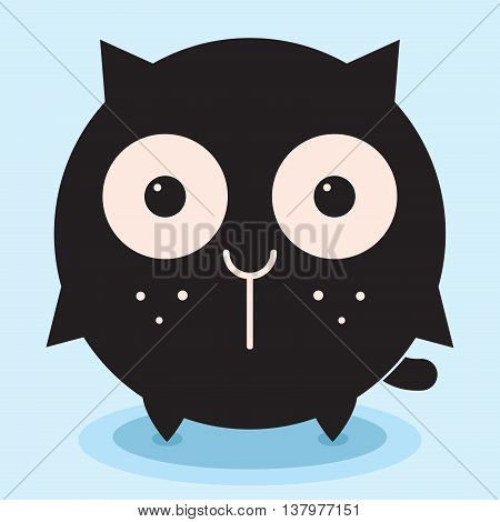 Round funny cat, cute pussy, minimalistic picture, illustration for children, vector art