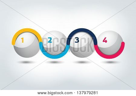 Infographic vector option banner with 4 steps. Color spheres, balls, bubbles. Infographic template.