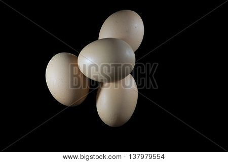 Top view Four eggs isolated on blank background