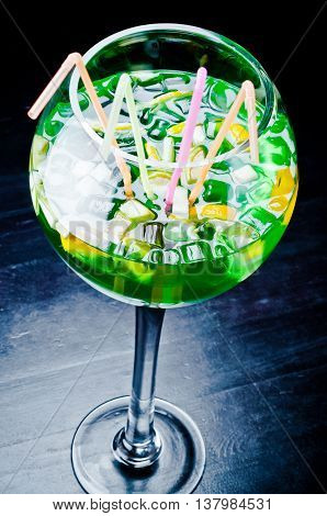 refreshing summer big cocktail for friends with ice