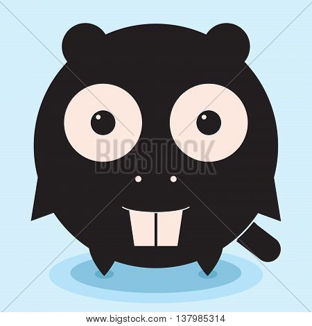 Round funny beaver, cute animal, minimalistic picture, illustration for children, vector art