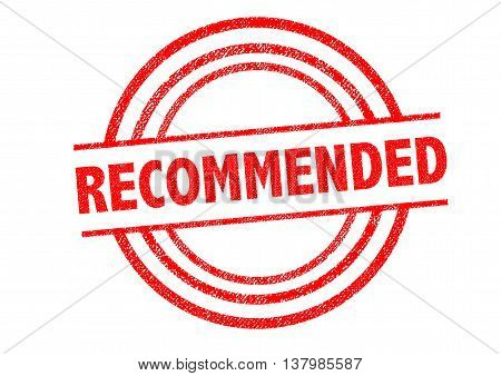 RECOMMENDED Rubber Stamp over a white background.