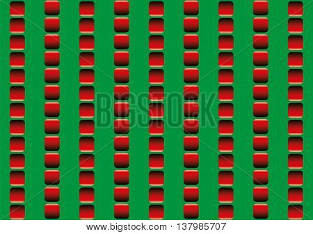 Optical illusion, illusory motion - the rows of red squares seem to move up and down, and to run counter - seamless pattern in all directions can be created., vector