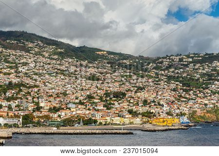 Funchal, Portugal - December 10, 2016: View Of The Marina And City Of Funchal From A Ship In The Har