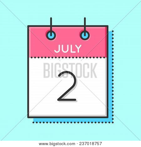 Vector Calendar Icon. Flat And Thin Line Vector Illustration. Calendar Sheet On Light Blue Backgroun