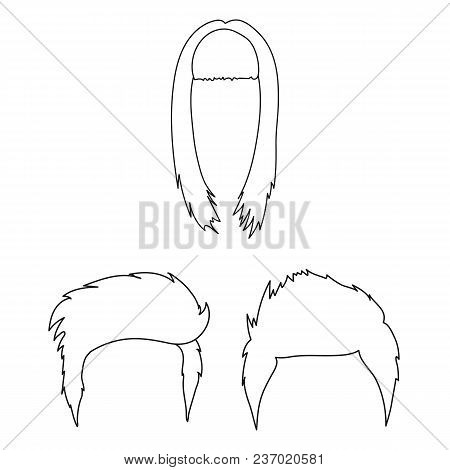 Mustache And Beard, Hairstyles Outline Icons In Set Collection For Design. Stylish Haircut Vector Sy