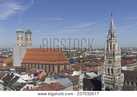 Cathedral And City Hall Of Munich From Above