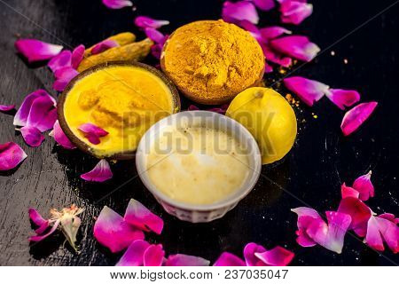 Chana,haldi,limbo & Milk  Ka Ubtan Or Ayurvedic Face Pack Of Turmeric, Lemon,gram Flour & Milk On Wo