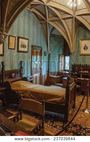 Utrecht, Northern Netherlands - June 28, 2017. Furniture In Luxurious De Haar Castle Bedroom, Near U