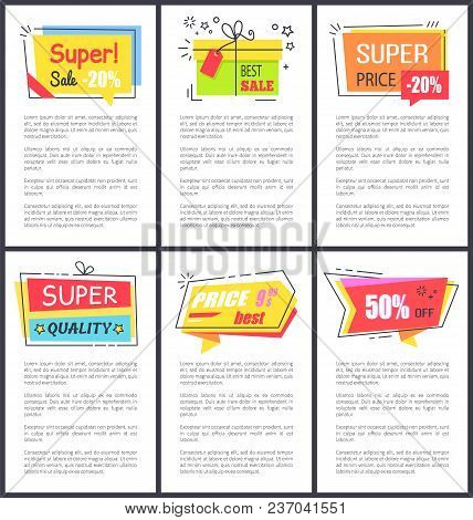 Super Sale -20 And Quality, Best Price, Stickers With Stars And Bows, Labels And Explanatory Text Be