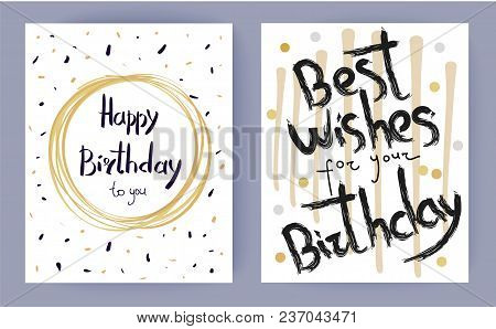 Happy Birthday Best Wishes Colorful Congratulation On Set Of Two Light Posters With Gratters In Roun