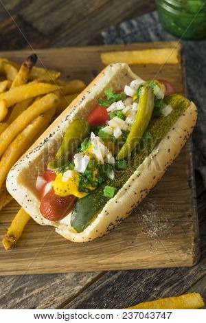 Homemade Chicago Style Hot Dog With Mustard