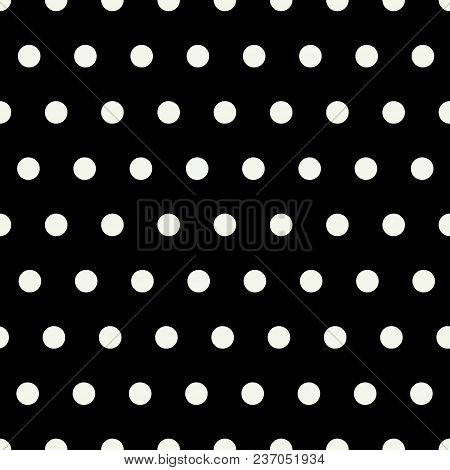 Seamless Vector Pattern With Geometric White Dot Pattern With A Black Background. Great For Fabric, 