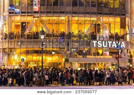 Shibuya Crossing Junction Famous Place  In   Tokyo , Japan