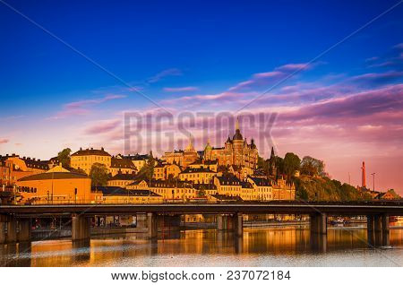 View Of The Famous Scandinavian And North European City Stockholm - The Capital Of Sweden At Sunrise