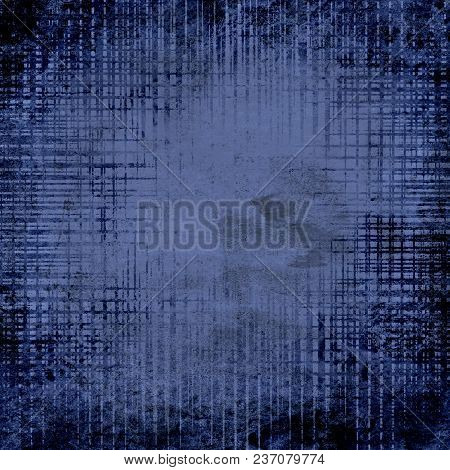 Dark Purple Blue And Black Halftone Abstract Grunge Background. Geometric Shapes Squares Old Dirt Te