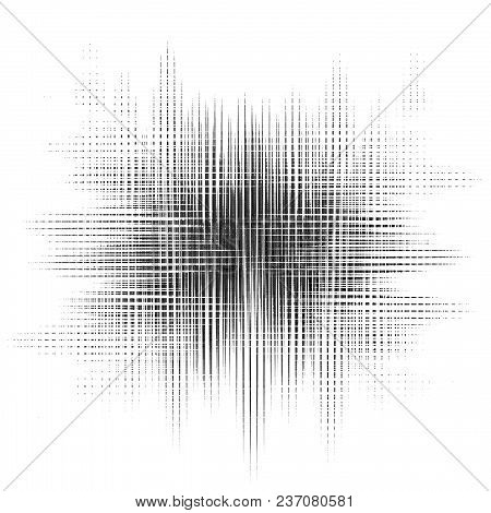 Black And White Halftone Abstract Grunge Background. Geometric Shapes Squares And Stripes Dirt Textu
