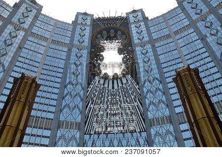 Macau, China- 07 Apr, 2018: View Of Studio City Hotel In Macau. It Is Very Large Luxury Hotel In Mac
