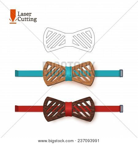 Laser Cut Bow-tie Template. Vector Silhouette For Cutting A Bow Tie On A Lathe Made Of Wood, Metal, 