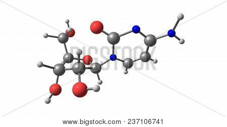 Cytidine Molecular Structure Isolated On White Background