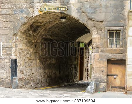 Edinburgh, United Kingdom - June 14, 2013: The Old Tolbooth, Medieval Building Which Is More Than 40