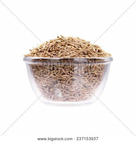 Sausepan With Cumin Seeds On White Background. High Resolution Photo.