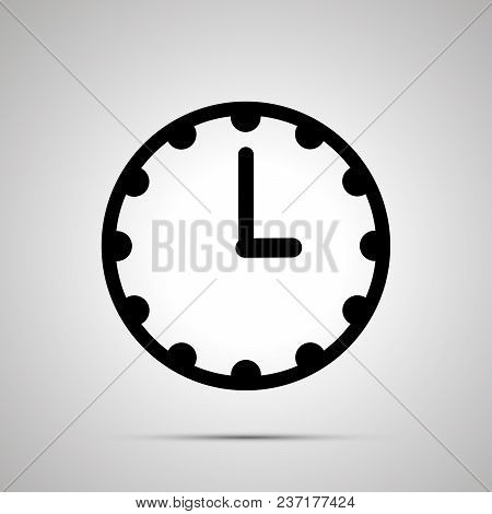 Clock Face Showing 3-00, Simple Black Icon Isolated On White