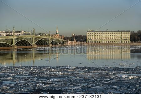 The Troitsky Bridge Across The Neva
