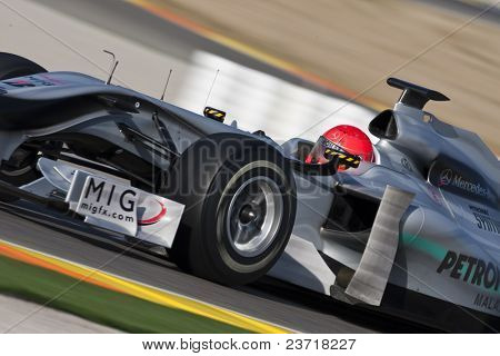 2010 년 2 월 3 일 체스 테, 발렌시아에서, 발렌시아, 스페인-2 월 3 일: F1 테스트-마이클 슈마허-