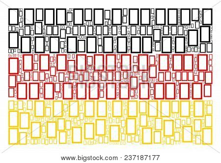 Germany Flag Pattern Designed Of Contour Rectangle Elements. Vector Contour Rectangle Icons Are Comp