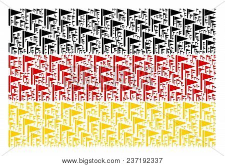 Germany State Flag Composition Organized Of Triangle Flag Elements. Vector Triangle Flag Pictograms 