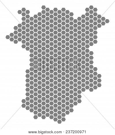 Gray Hexagonal Chechnya Map. Vector Geographical Map In Gray Color On A White Background. Vector Mos