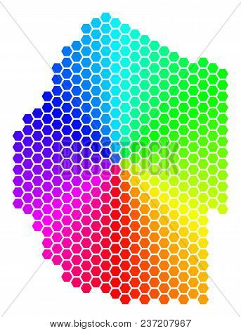 Hexagon Spectrum Swaziland Map. Vector Geographic Map In Bright Colors On A White Background. Spectr