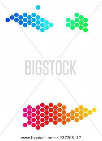 Spectrum Hexagon Usa Virgin Islands Map. Vector Geographic Map In Bright Colors On A White Backgroun