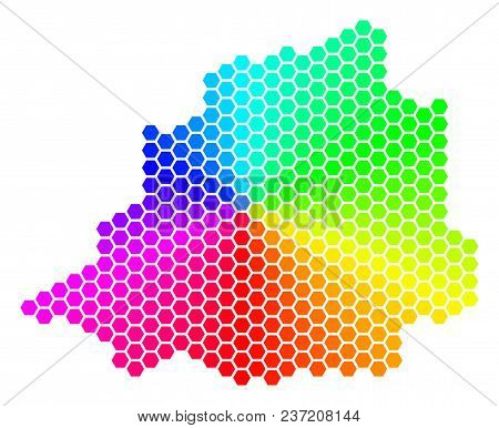 Spectrum Hexagon Vatican Map. Vector Geographic Map In Bright Colors On A White Background. Spectrum