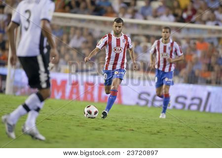 VALENCIA, Španělsko - 22. září - fotbalové utkání o španělský profesionální fotbalové ligy mezi Valenc