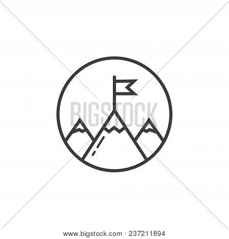 Black And White Icon Of Mountains In The Round Frame
