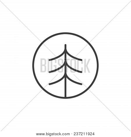 Black And White Conifer Icon In The Round Frame