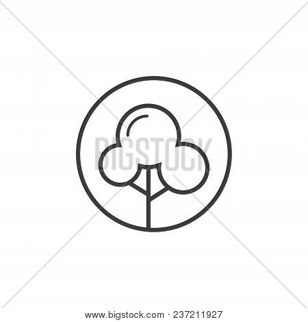 Black And White Deciduous Tree Icon In The Round Frame