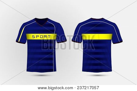 Blue, White And Yellow Layout Football Sport T-shirt, Kits, Jersey, Shirt  Design Template